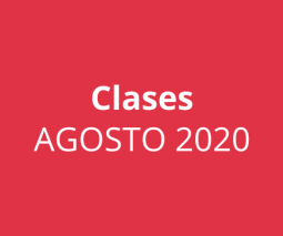 Recuadro rojo con texto que dice Clases Agosto 2020