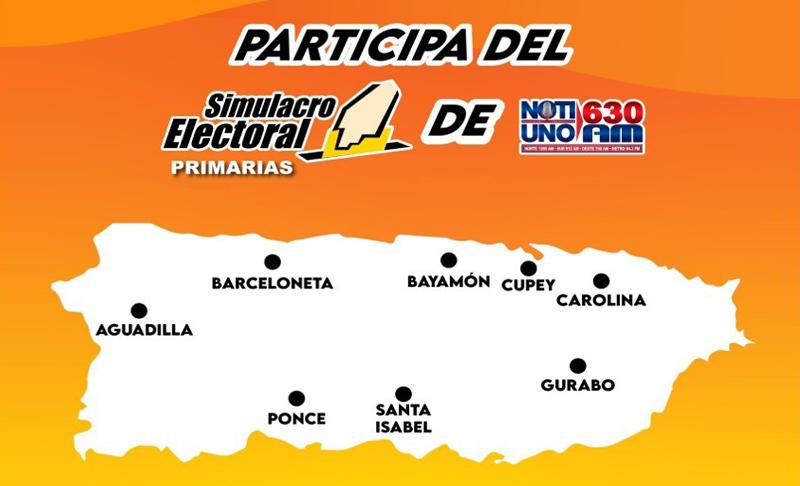 Simulacro Electoral mapa de PR con los centros universitarios